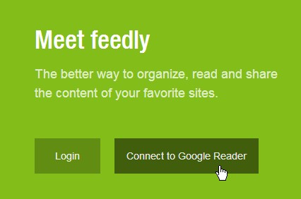 feedly importer fra google reader knap